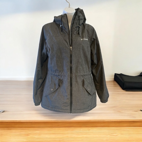 Columbia Omni-Tech Gray Womens Small Waterproof Jacket Attached Hood - Picture 1 of 4